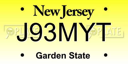 J93MYT New Jersey License Plate