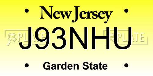 J93NHU New Jersey License Plate