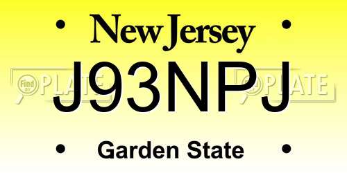 J93NPJ New Jersey License Plate