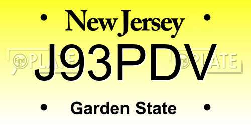 J93PDV New Jersey License Plate