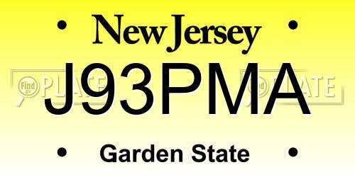 J93PMA New Jersey License Plate