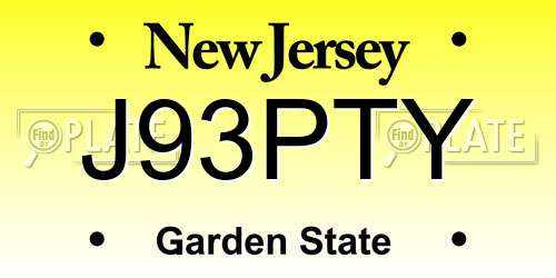 J93PTY New Jersey License Plate