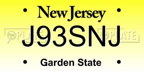 J93SNJ New Jersey License Plate