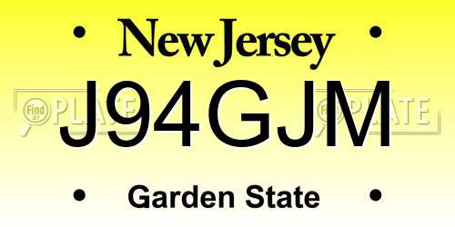 J94GJM New Jersey License Plate