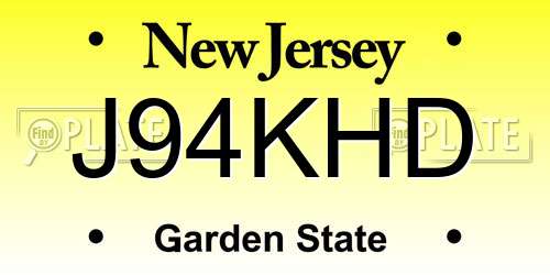 J94KHD New Jersey License Plate