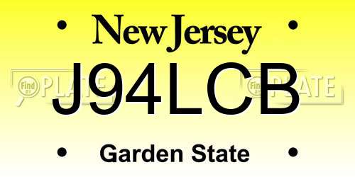 J94LCB New Jersey License Plate
