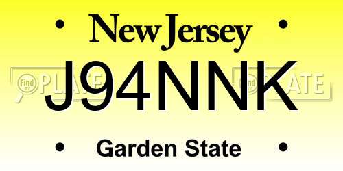 J94NNK New Jersey License Plate