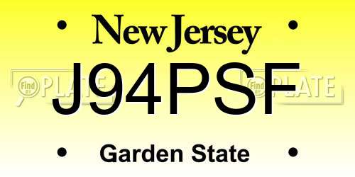 J94PSF New Jersey License Plate