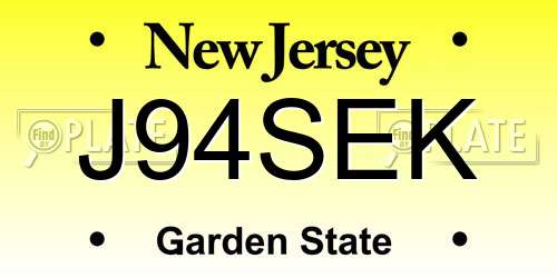 J94SEK New Jersey License Plate
