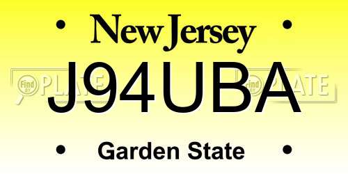 J94UBA New Jersey License Plate