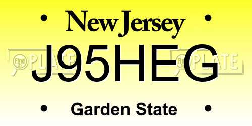 J95HEG New Jersey License Plate