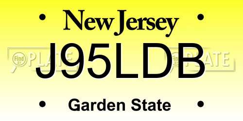 J95LDB New Jersey License Plate