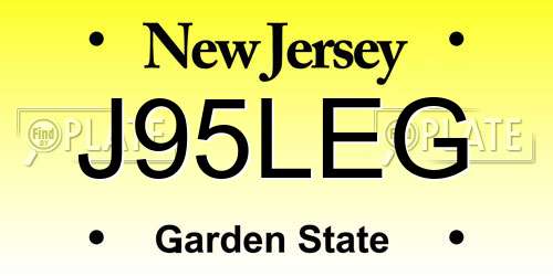 J95LEG New Jersey License Plate