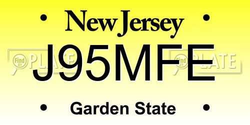 J95MFE New Jersey License Plate
