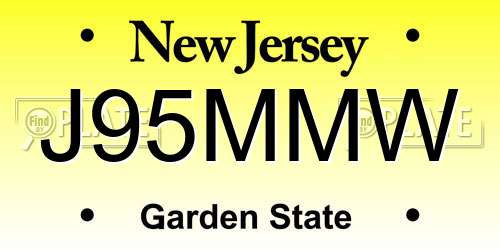 J95MMW New Jersey License Plate