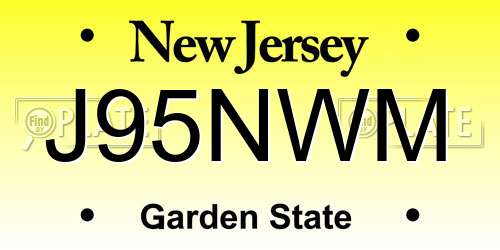 J95NWM New Jersey License Plate