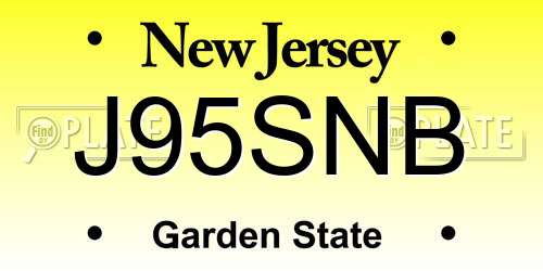 J95SNB New Jersey License Plate
