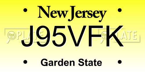 J95VFK New Jersey License Plate