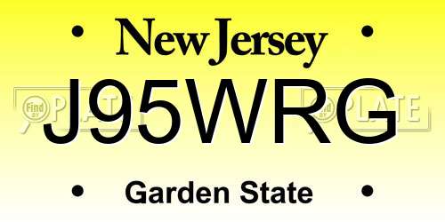 J95WRG New Jersey License Plate