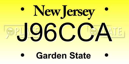 J96CCA New Jersey License Plate