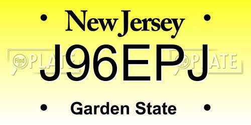 J96EPJ New Jersey License Plate