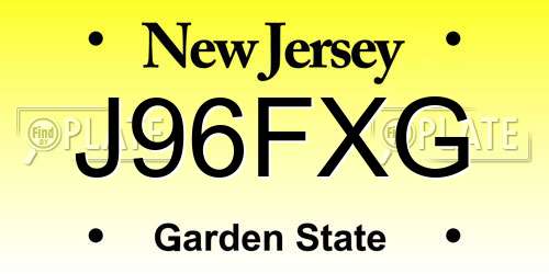 J96FXG New Jersey License Plate