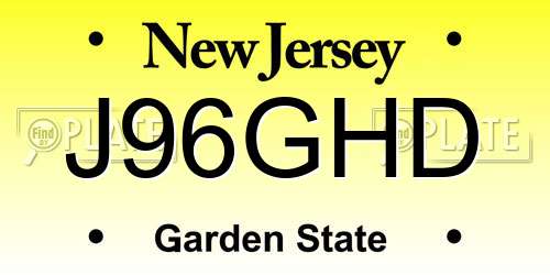 J96GHD New Jersey License Plate