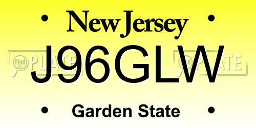 J96GLW New Jersey License Plate