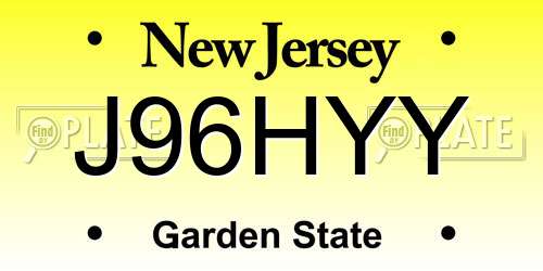 J96HYY New Jersey License Plate