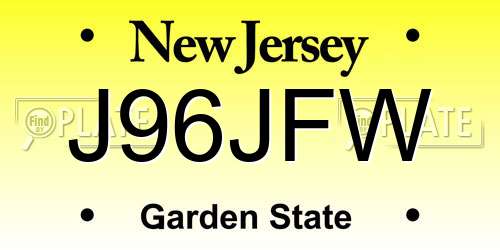 J96JFW New Jersey License Plate