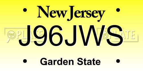 J96JWS New Jersey License Plate