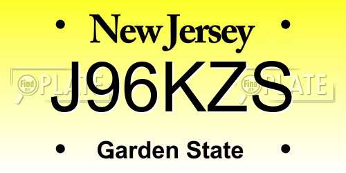 J96KZS New Jersey License Plate