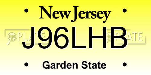 J96LHB New Jersey License Plate