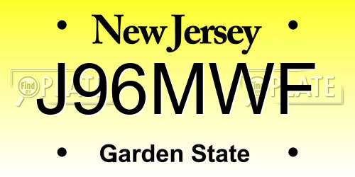 J96MWF New Jersey License Plate