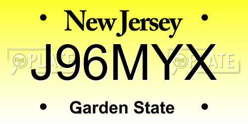 J96MYX New Jersey License Plate
