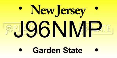J96NMP New Jersey License Plate