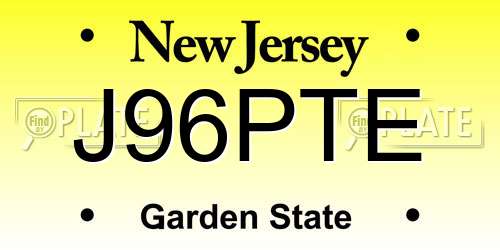 J96PTE New Jersey License Plate