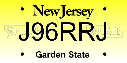 J96RRJ New Jersey License Plate