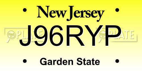 J96RYP New Jersey License Plate