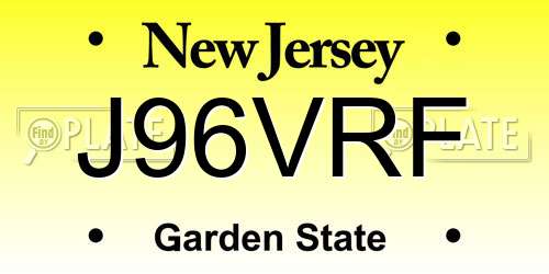 J96VRF New Jersey License Plate
