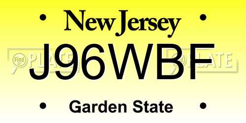 J96WBF New Jersey License Plate