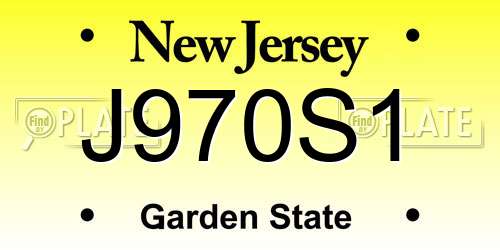 J970S1 New Jersey License Plate
