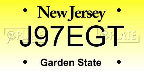 J97EGT New Jersey License Plate