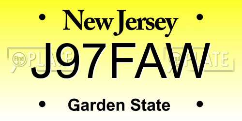 J97FAW New Jersey License Plate
