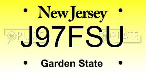 J97FSU New Jersey License Plate