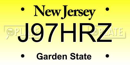 J97HRZ New Jersey License Plate
