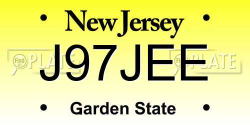 J97JEE New Jersey License Plate
