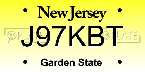 J97KBT New Jersey License Plate
