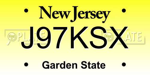 J97KSX New Jersey License Plate