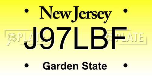 J97LBF New Jersey License Plate